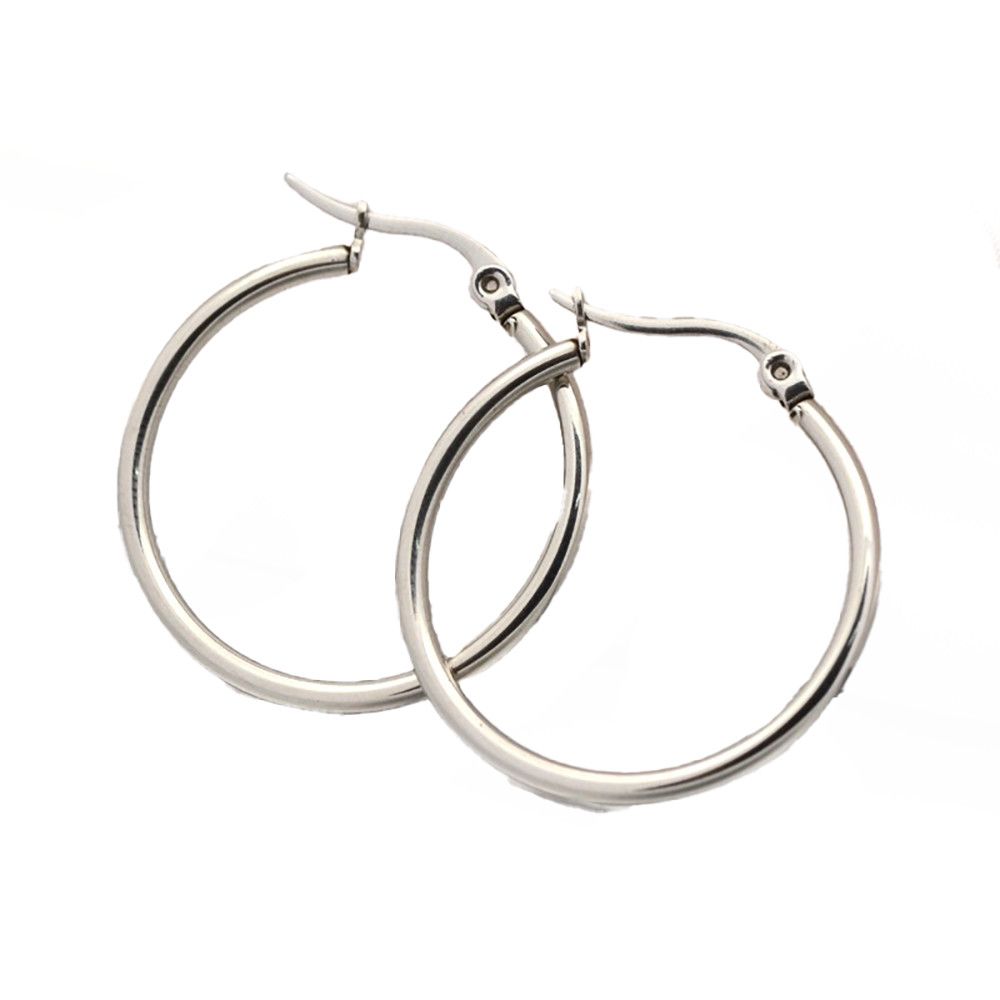 SILVER STAINLESS 30MM HOOP EARRINGS