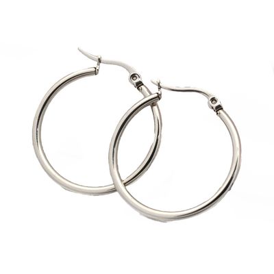SILVER STAINLESS 30MM HOOP EARRINGS