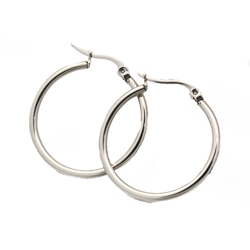 SILVER STAINLESS 30MM HOOP EARRINGS
