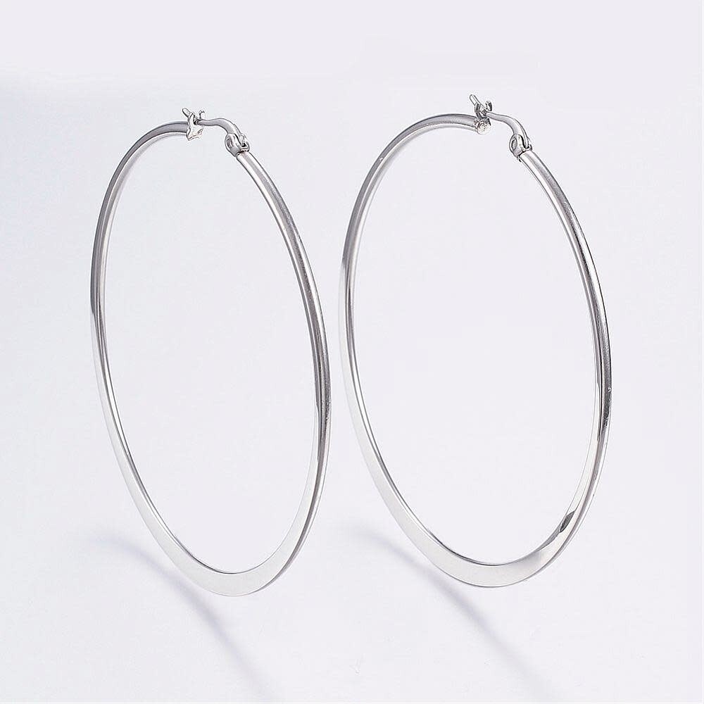 SILVER STAINLESS 61MM HOOP EARRINGS