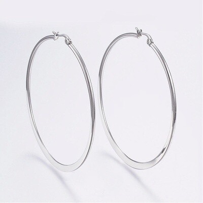 SILVER STAINLESS 61MM HOOP EARRINGS SILVER STAINLESS 61MM HOOP EARRINGS