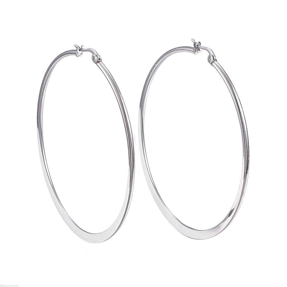 SILVER STAINLESS 61MM HOOP EARRINGS