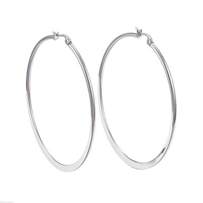 SILVER STAINLESS 61MM HOOP EARRINGS