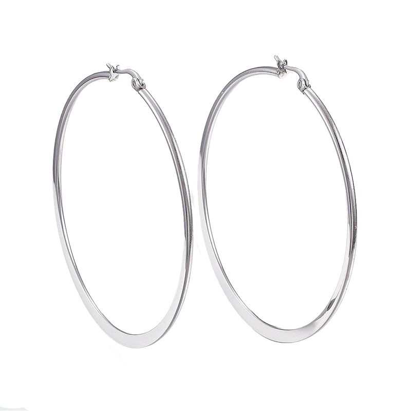 SILVER STAINLESS 61MM HOOP EARRINGS