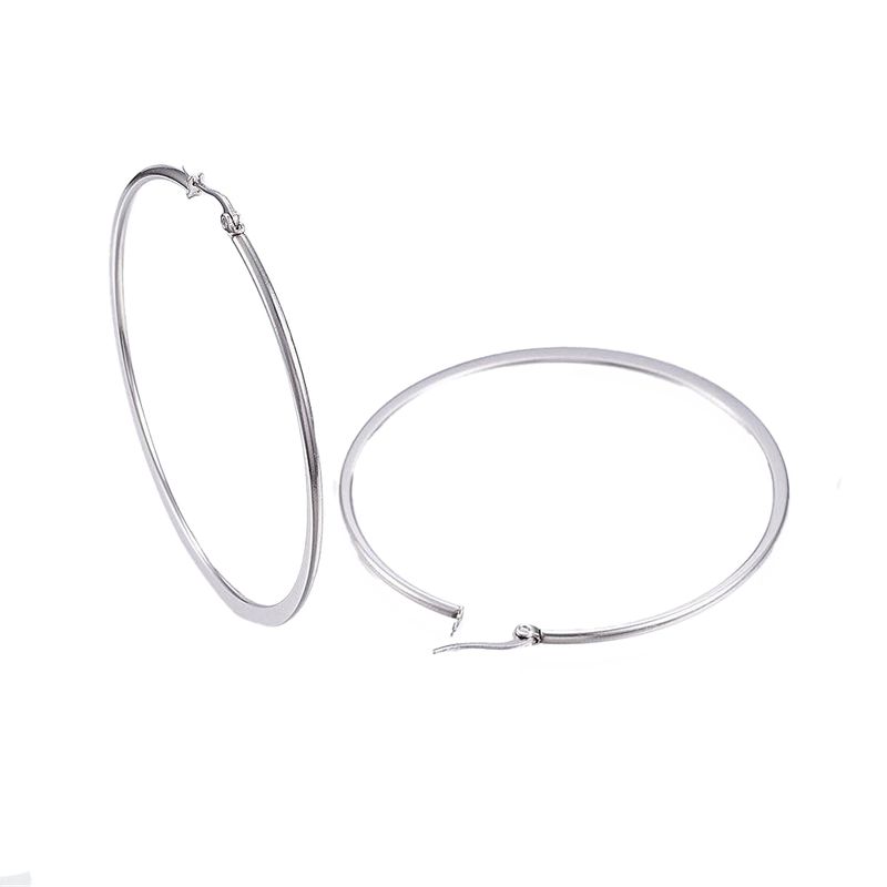SILVER STAINLESS 61MM HOOP EARRINGS