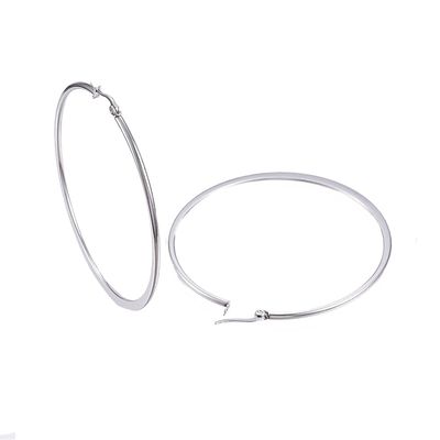 SILVER STAINLESS 61MM HOOP EARRINGS