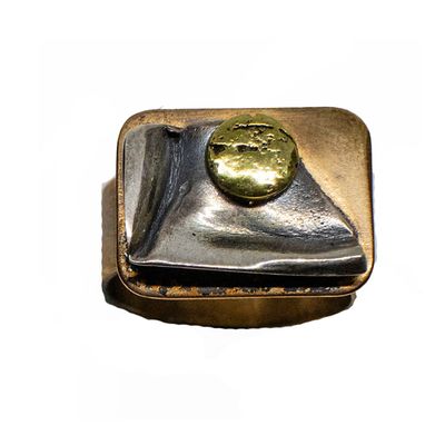 MIXED METALS RECTANGLE RING