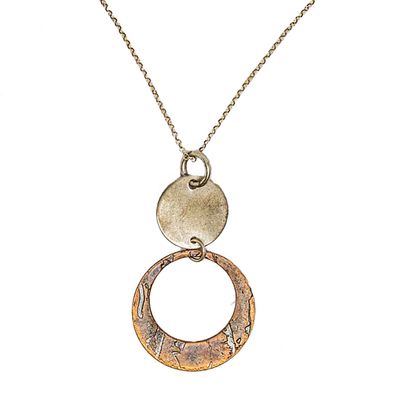 MIXED METALS DOUBLE CIRCLE PENDANT