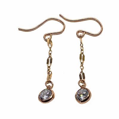GOLD-FILLED CZ CHAIN LINK EARRINGS GOLD-FILLED CZ CHAIN LINK EARRINGS