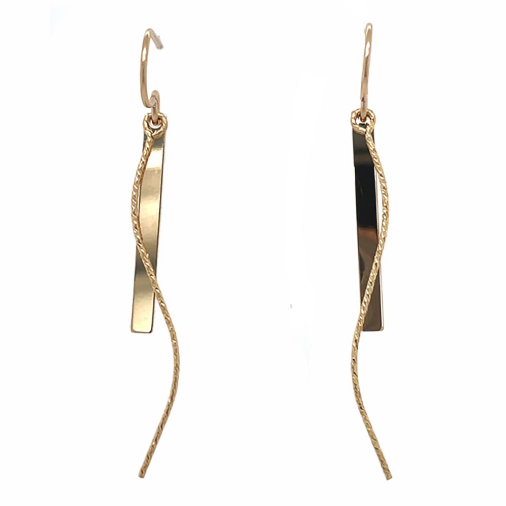 GOLD-FILLED  TEXTURE &amp; SMOOTH DANGLE EARRINGS