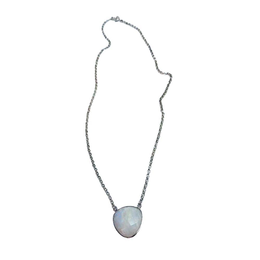 SILVER FACETED MOONSTONE NECKLACE