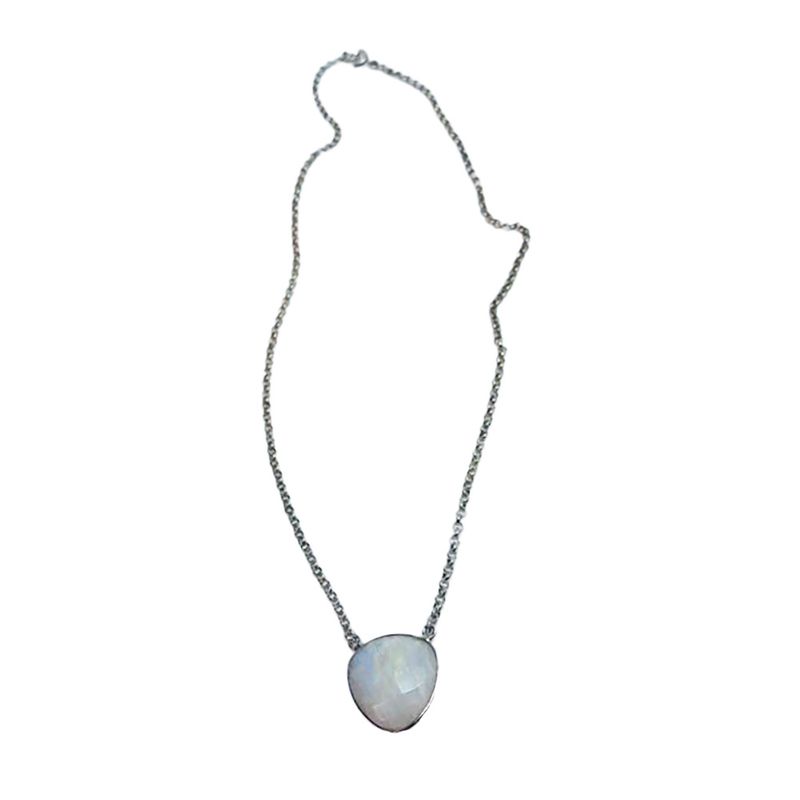 SILVER FACETED MOONSTONE NECKLACE