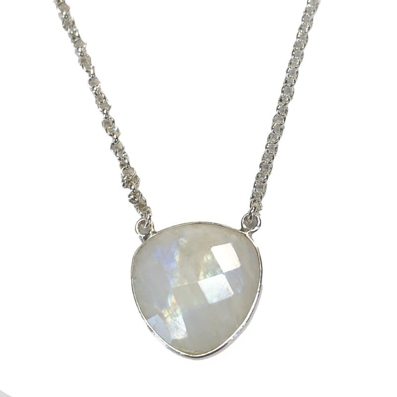 SILVER FACETED MOONSTONE NECKLACE