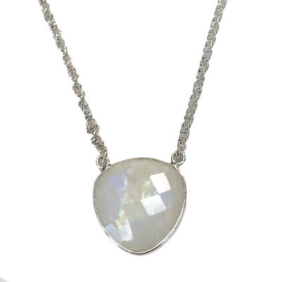 SILVER FACETED MOONSTONE NECKLACE