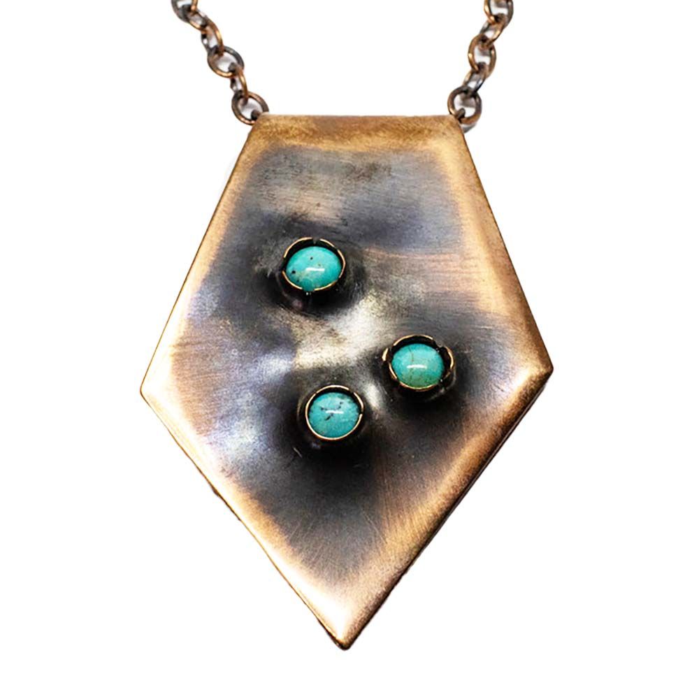 COPPER PUNCH HOLE TURQUOISE NECKLACE
