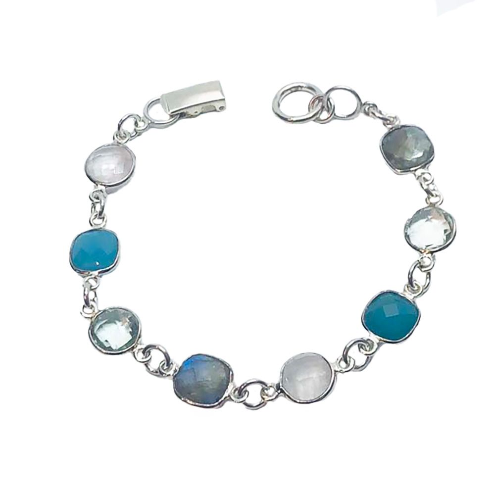 SILVER MIXED MULTI-STONES BRACELET