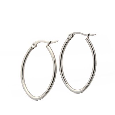SILVER STAINLESS 33M OVAL HOOP EARRINGS