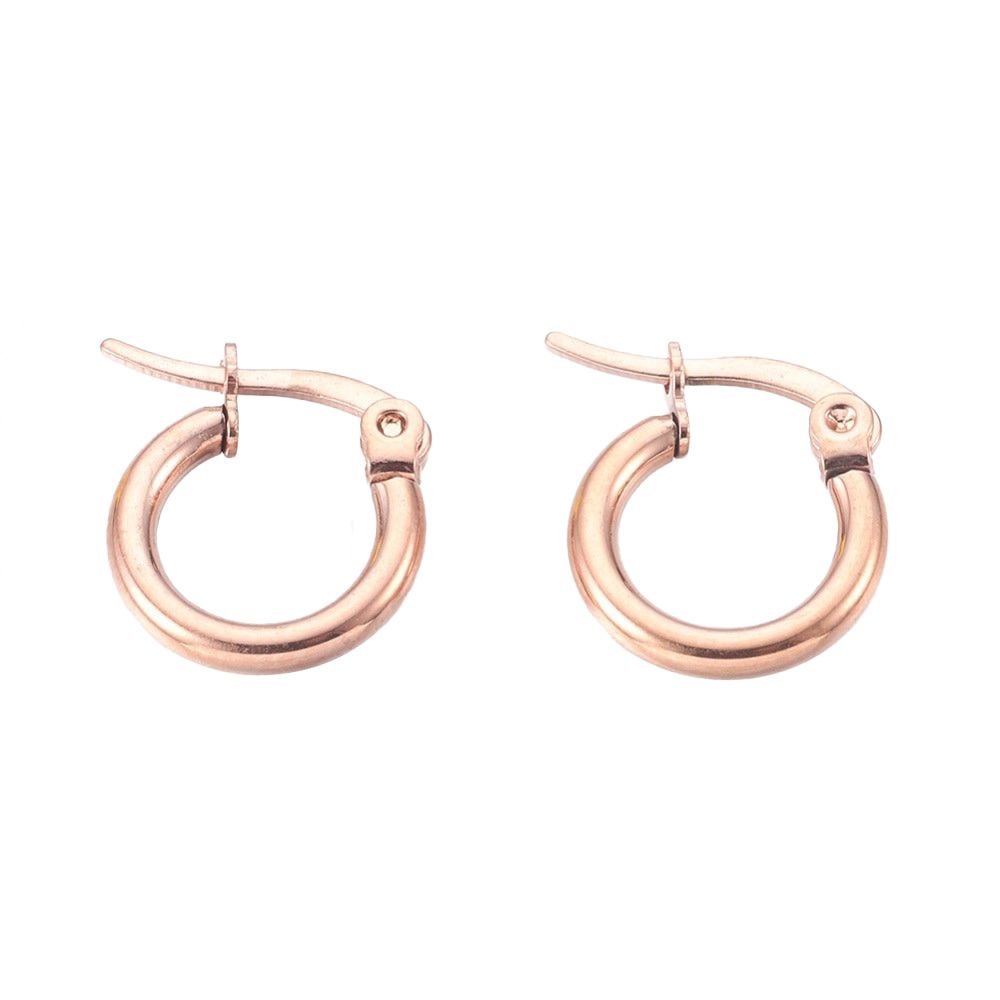 ROSE STAINLESS 12x2MM HOOP EARRINGS
