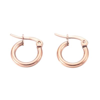 ROSE STAINLESS 12x2MM HOOP EARRINGS ROSE STAINLESS 12x2MM HOOP EARRINGS