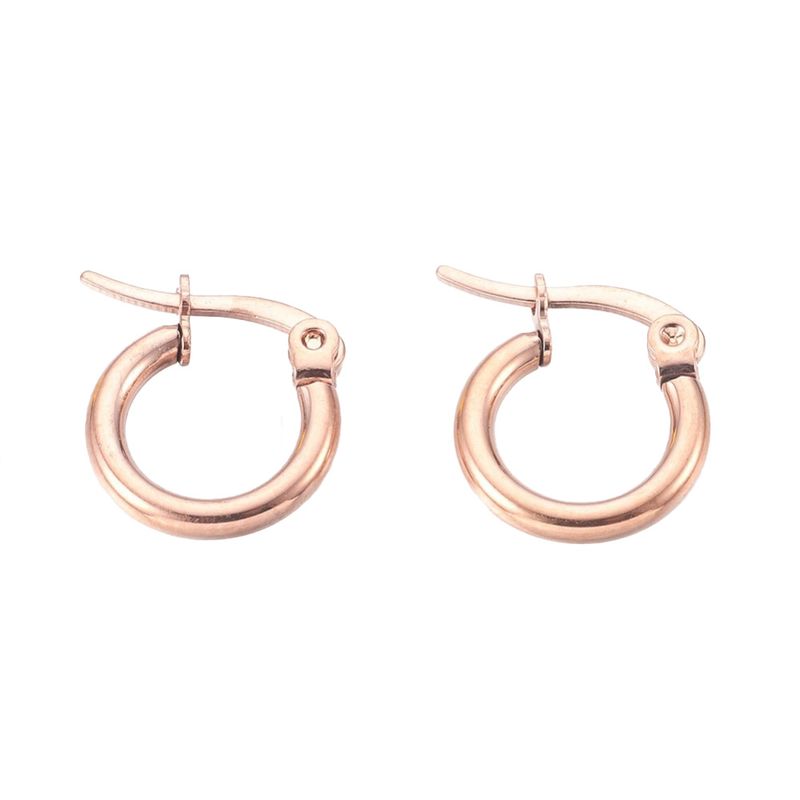 ROSE STAINLESS 12x2MM HOOP EARRINGS