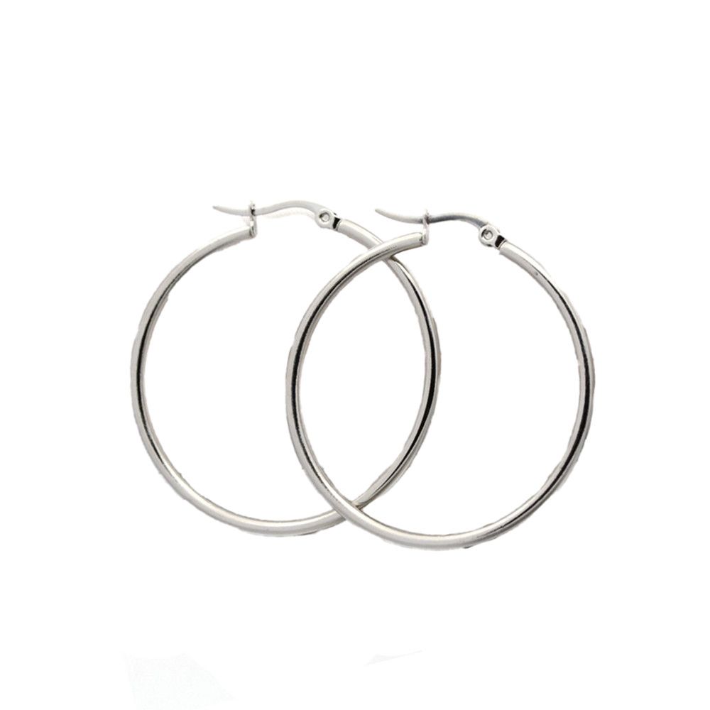 SILVER STAINLESS 38MM HOOP EARRINGS