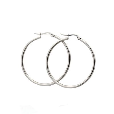 SILVER STAINLESS 38MM HOOP EARRINGS