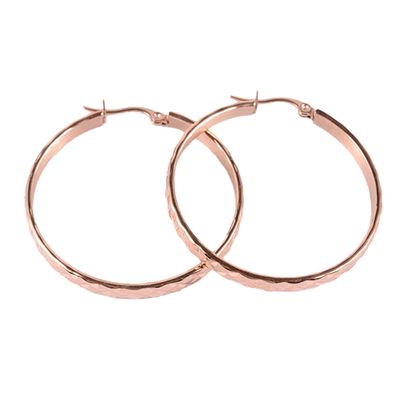 ROSE STAINLESS 42x40MM HOOP EARRINGS ROSE STAINLESS 42x40MM HOOP EARRINGS