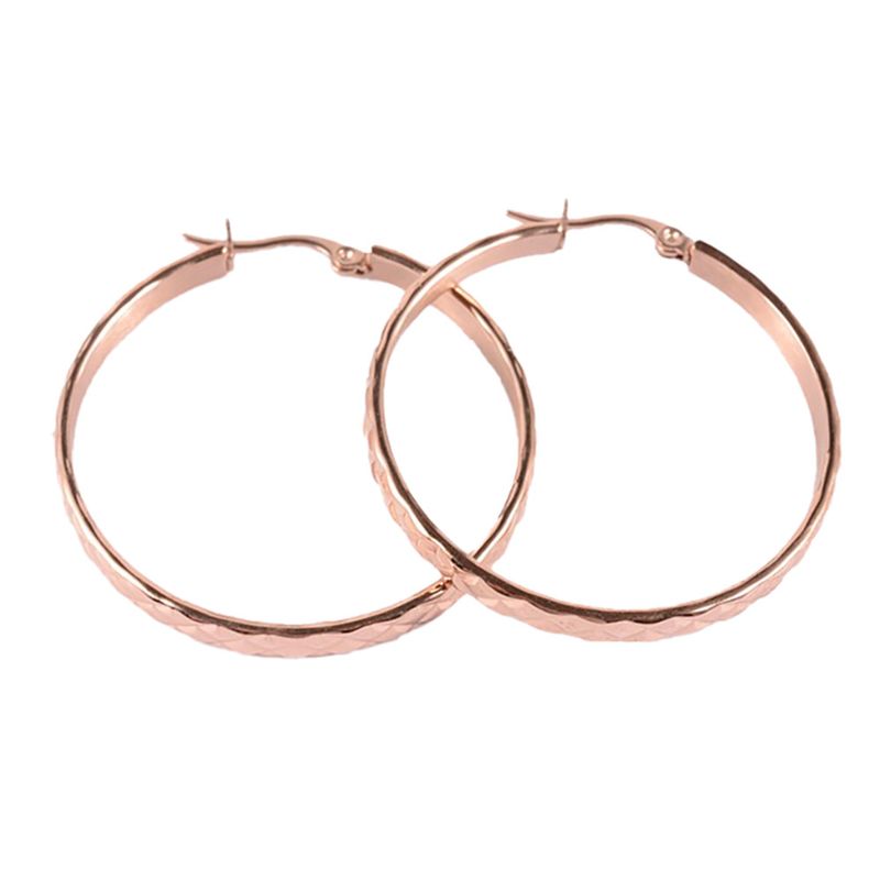 ROSE STAINLESS 42x40MM HOOP EARRINGS