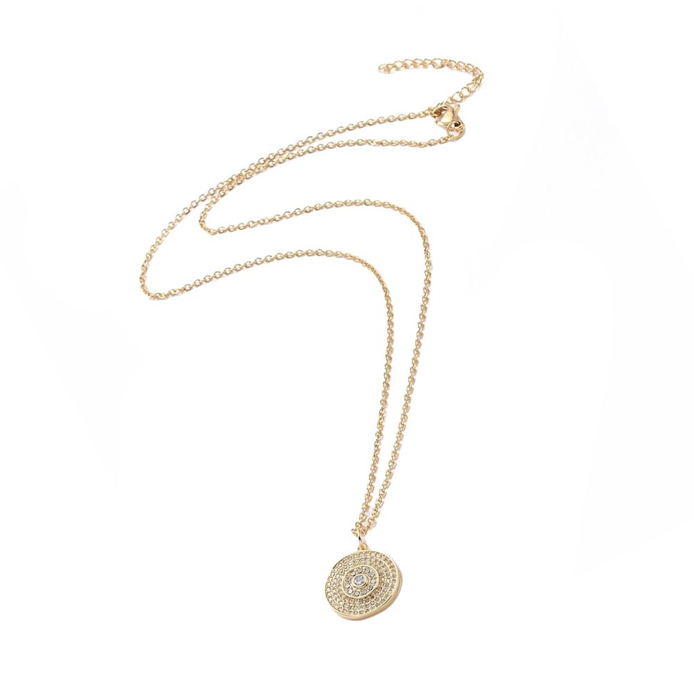 GOLD STAINLESS CZ MEDALLION NECKLACE