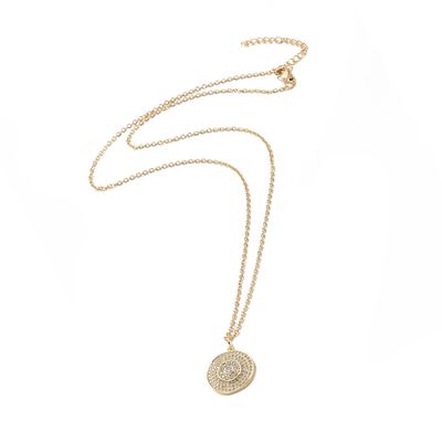 GOLD STAINLESS CZ MEDALLION NECKLACE