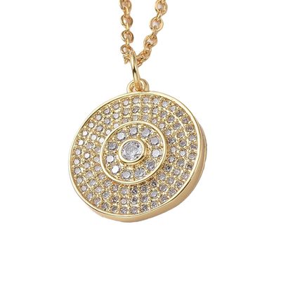 GOLD STAINLESS CZ MEDALLION NECKLACE
