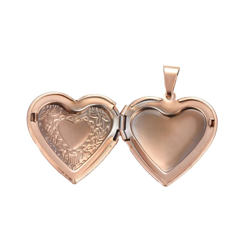 ROSE STAINLESS HEART LOCKET PENDANT