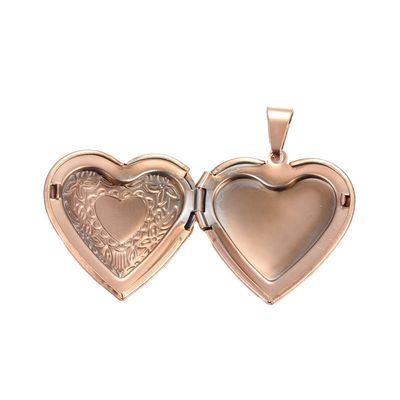 ROSE STAINLESS HEART LOCKET PENDANT