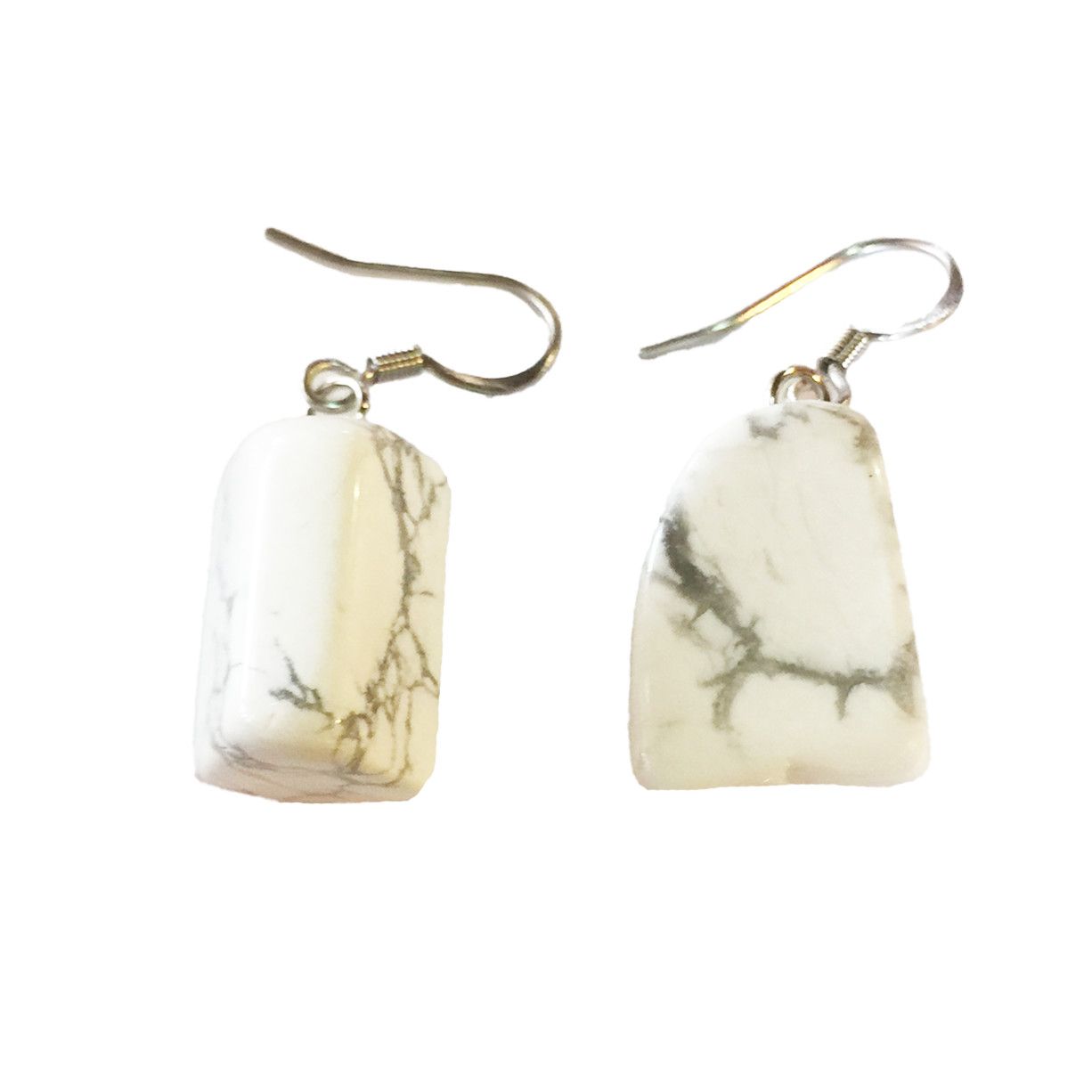 SILVER STAINLESS  ABSTACT HOWLITE EARRINGS