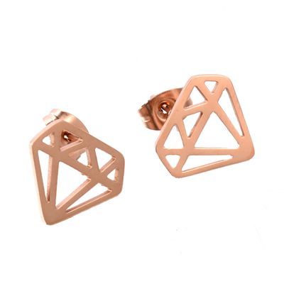 ROSE STAINLESS DIAMOND CUT-OUT EARRINGS
