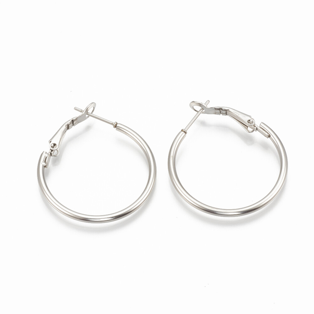 SILVER STAINLESS 30MM HOOP EARRINGS FJE99