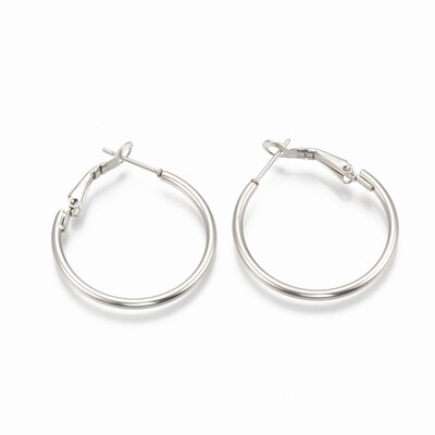 SILVER STAINLESS 30MM HOOP EARRINGS FJE99