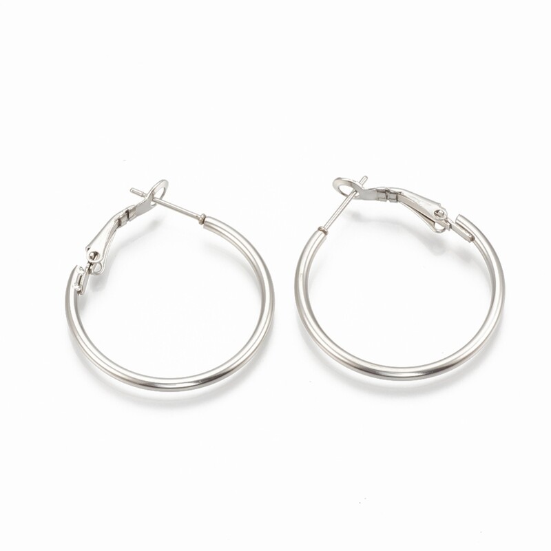 SILVER STAINLESS 30MM HOOP EARRINGS FJE99