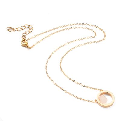 GOLD STAINLESS ROSE QUARTZ NECKLACE
