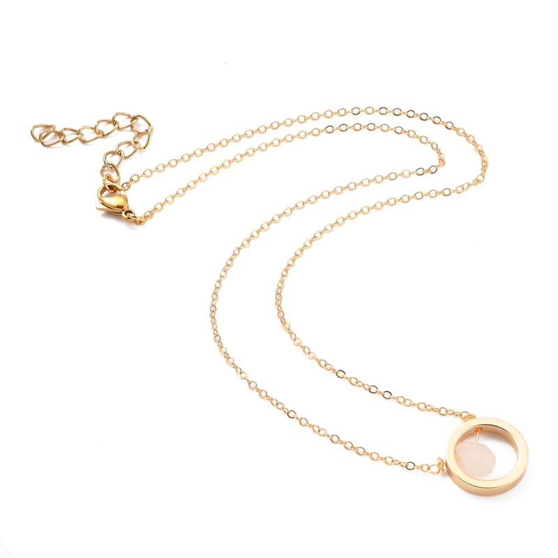 GOLD STAINLESS ROSE QUARTZ NECKLACE