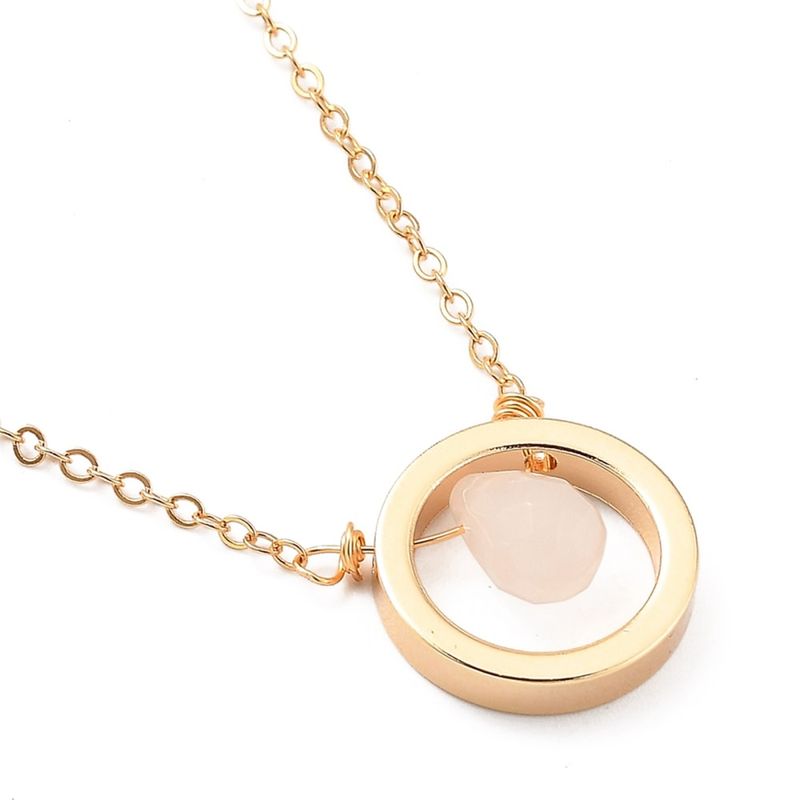 GOLD STAINLESS ROSE QUARTZ NECKLACE
