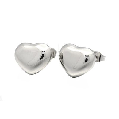 SILVER STAINLESS HEART STUD EARRINGS