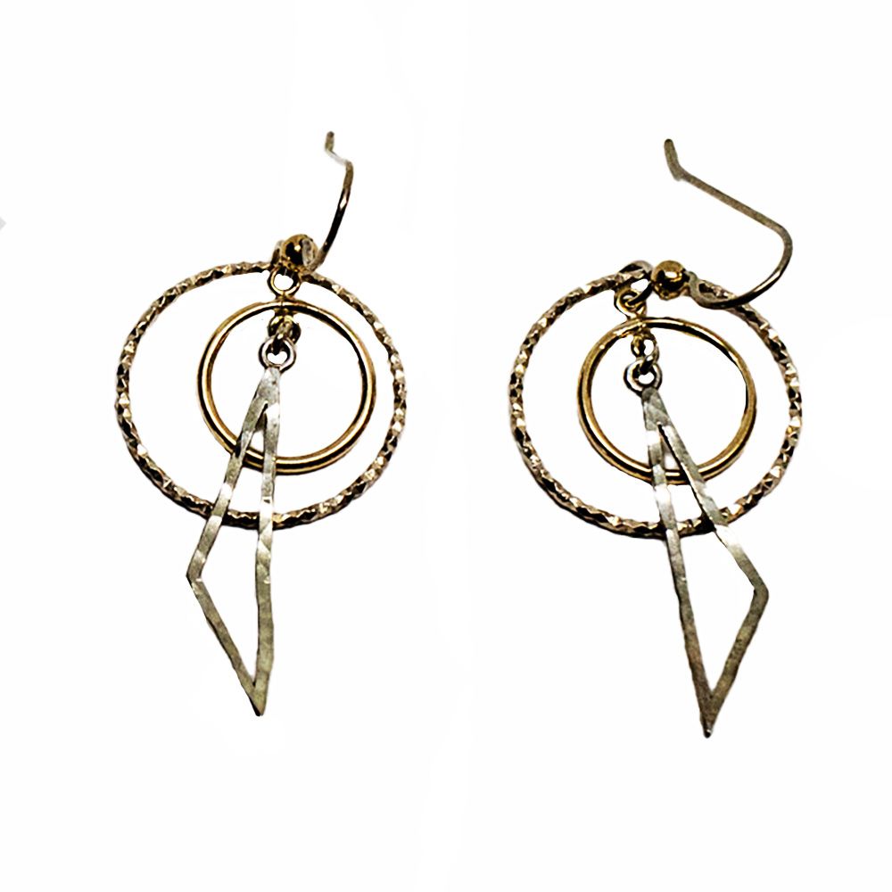 MIXED METALS HAMMERED DISCS EARRINGS