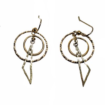 MIXED METALS HAMMERED DISCS EARRINGS