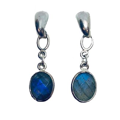 SILVER OVAL LABRADORITE EARRINGS SILVER OVAL LABRADORITE EARRINGS