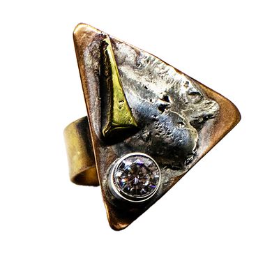MIXED METALS TRI CZ RING