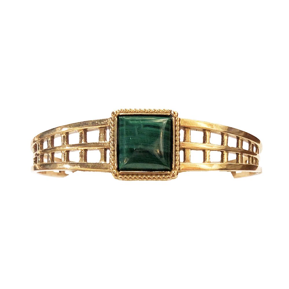 BRONZE WOVEN MALACHITE CUFF BRACELET