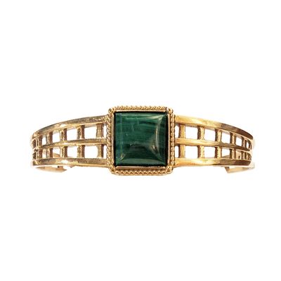 BRONZE WOVEN MALACHITE CUFF BRACELET