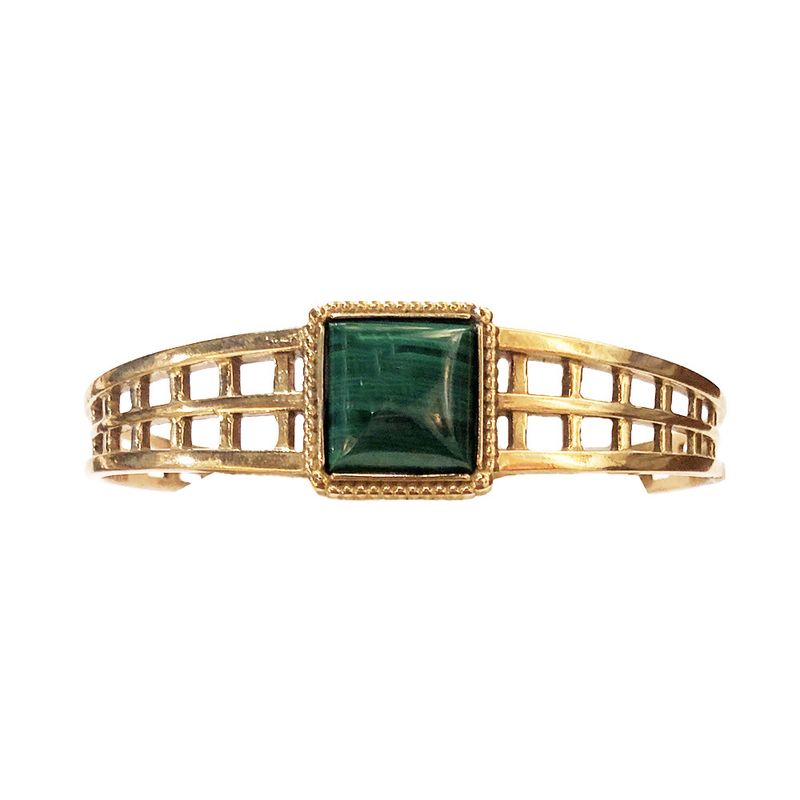 BRONZE WOVEN MALACHITE CUFF BRACELET