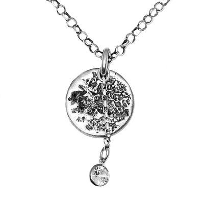 SILVER OXIDIZED CORK &amp; CZ NECKLACE